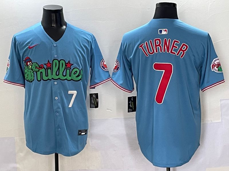 Men Philadelphia Phillies #7 Turner Light Blue three generations Joint Name Nike 2025 MLB Jersey style 3->philadelphia phillies->MLB Jersey